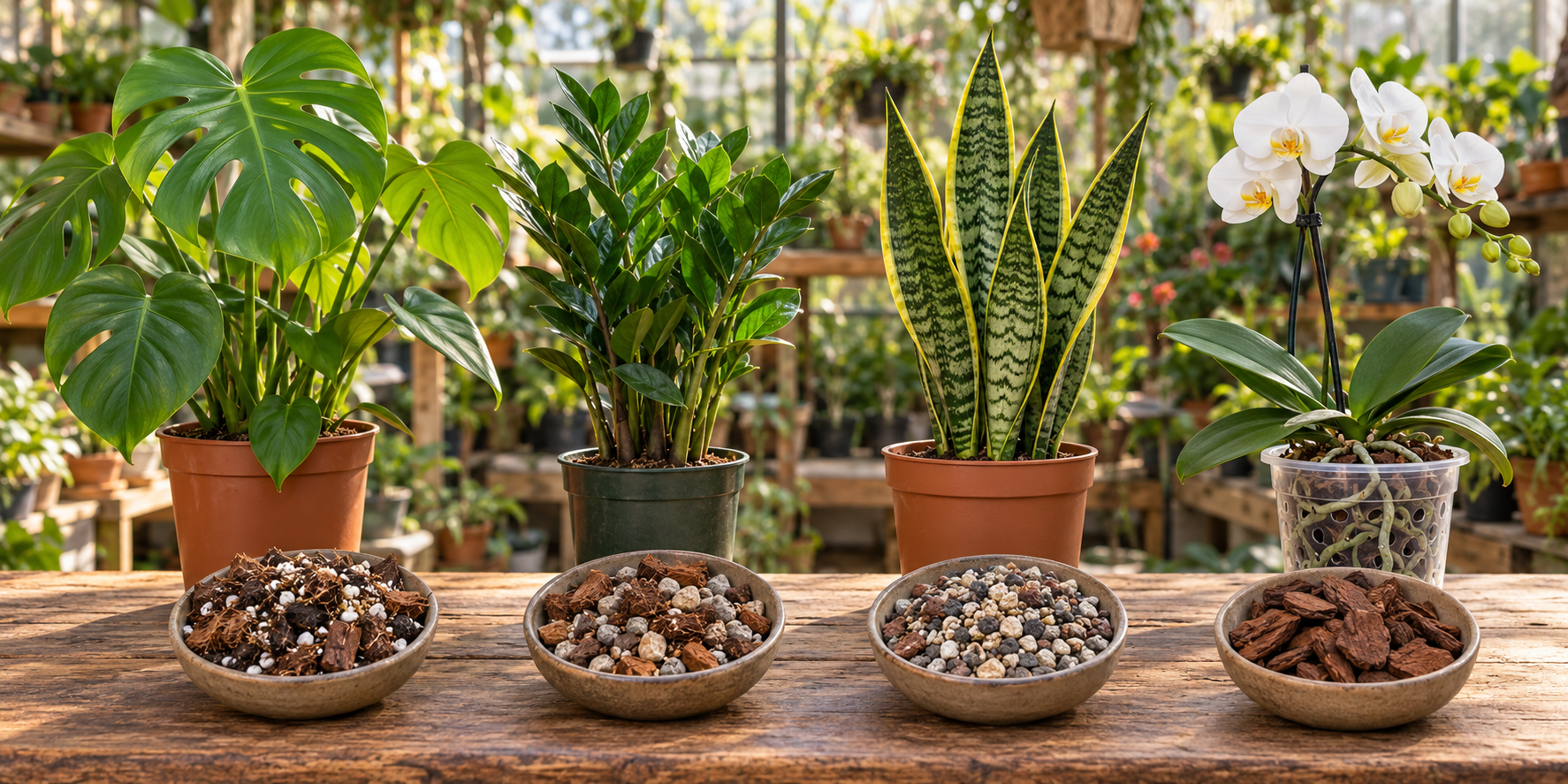 ¿Qué sustrato necesita cada planta? Guía para monsteras, ZZ, sansevierias y orquídeas