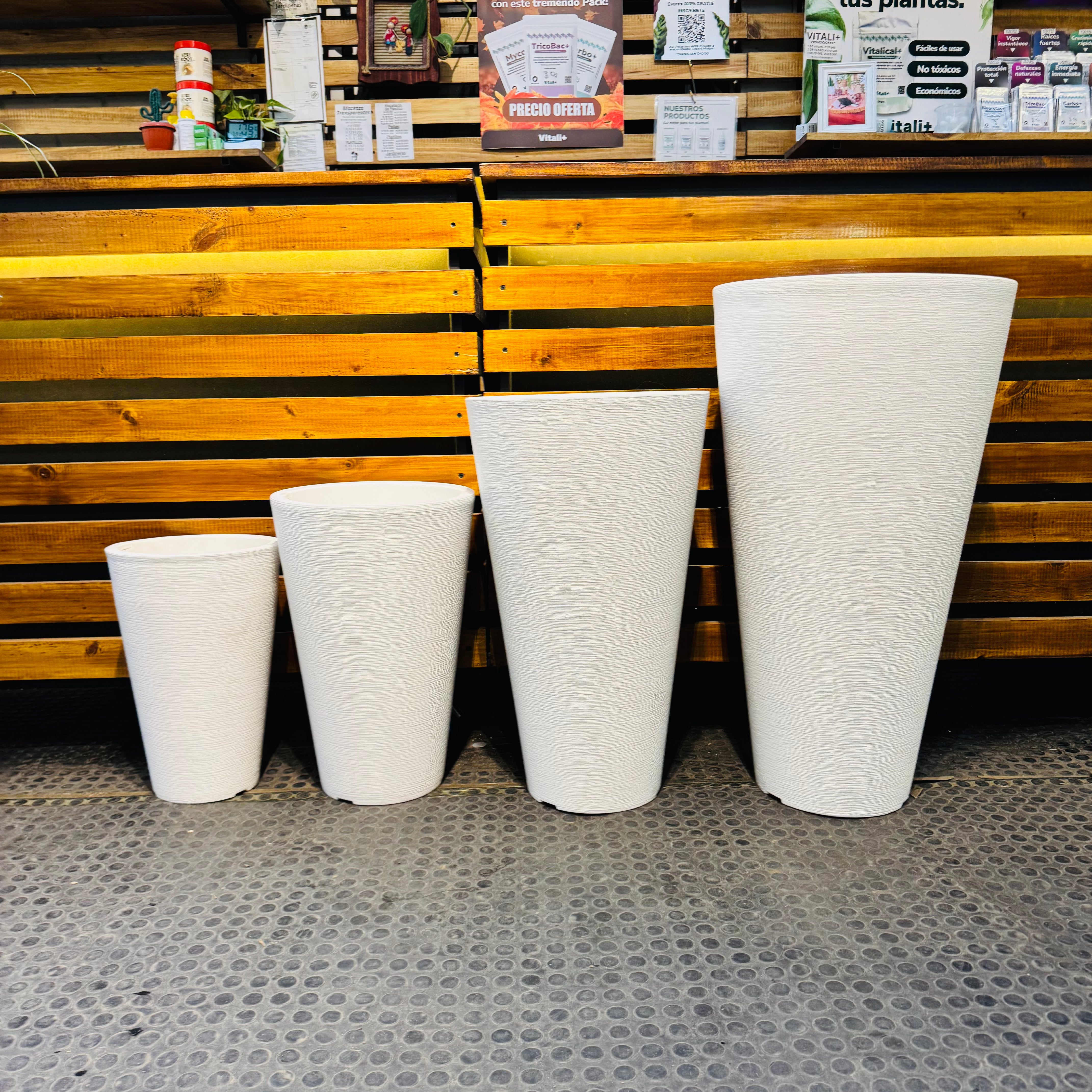 Macetas Cónicas Doble Fondo Blanco