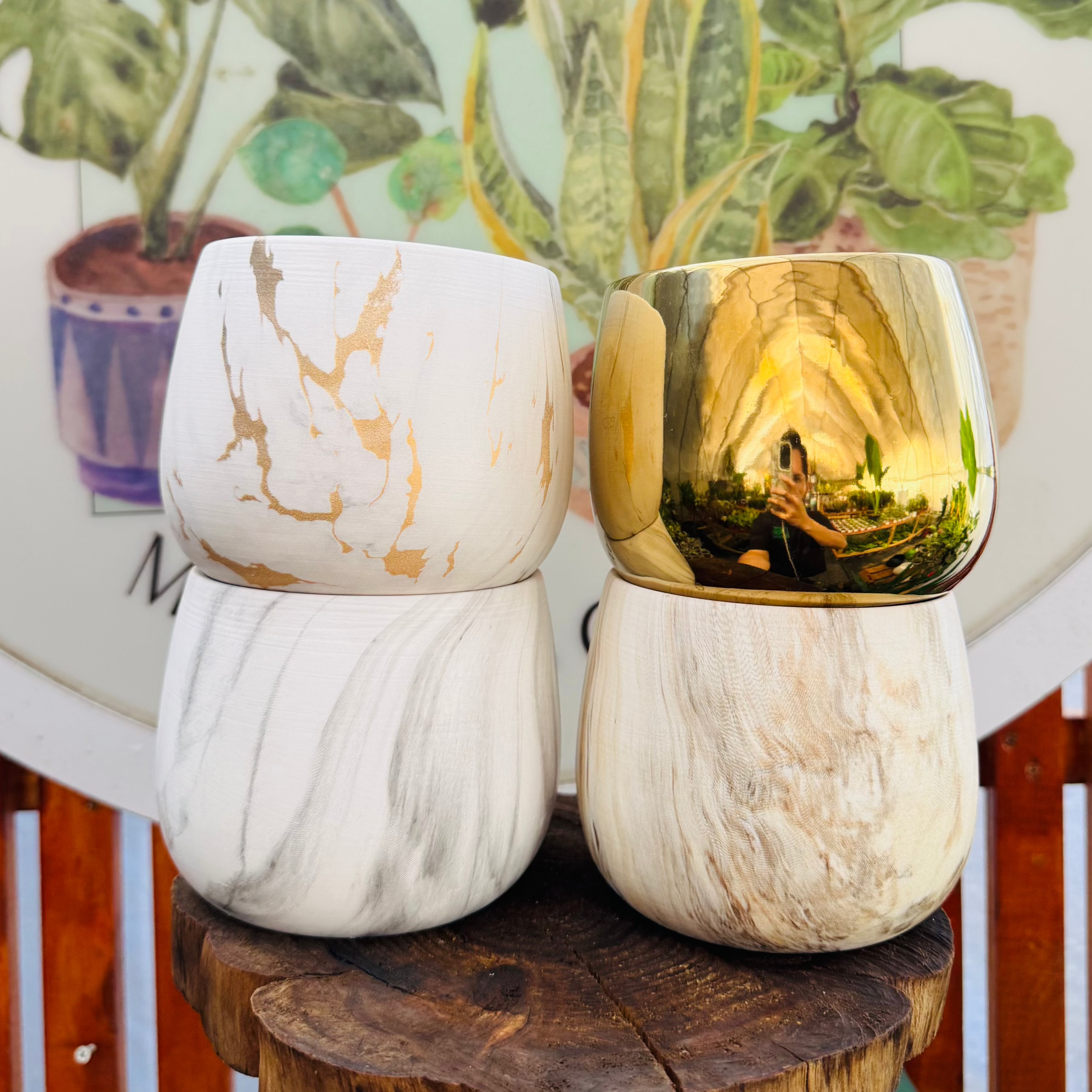 Maceta Céramica Dorada