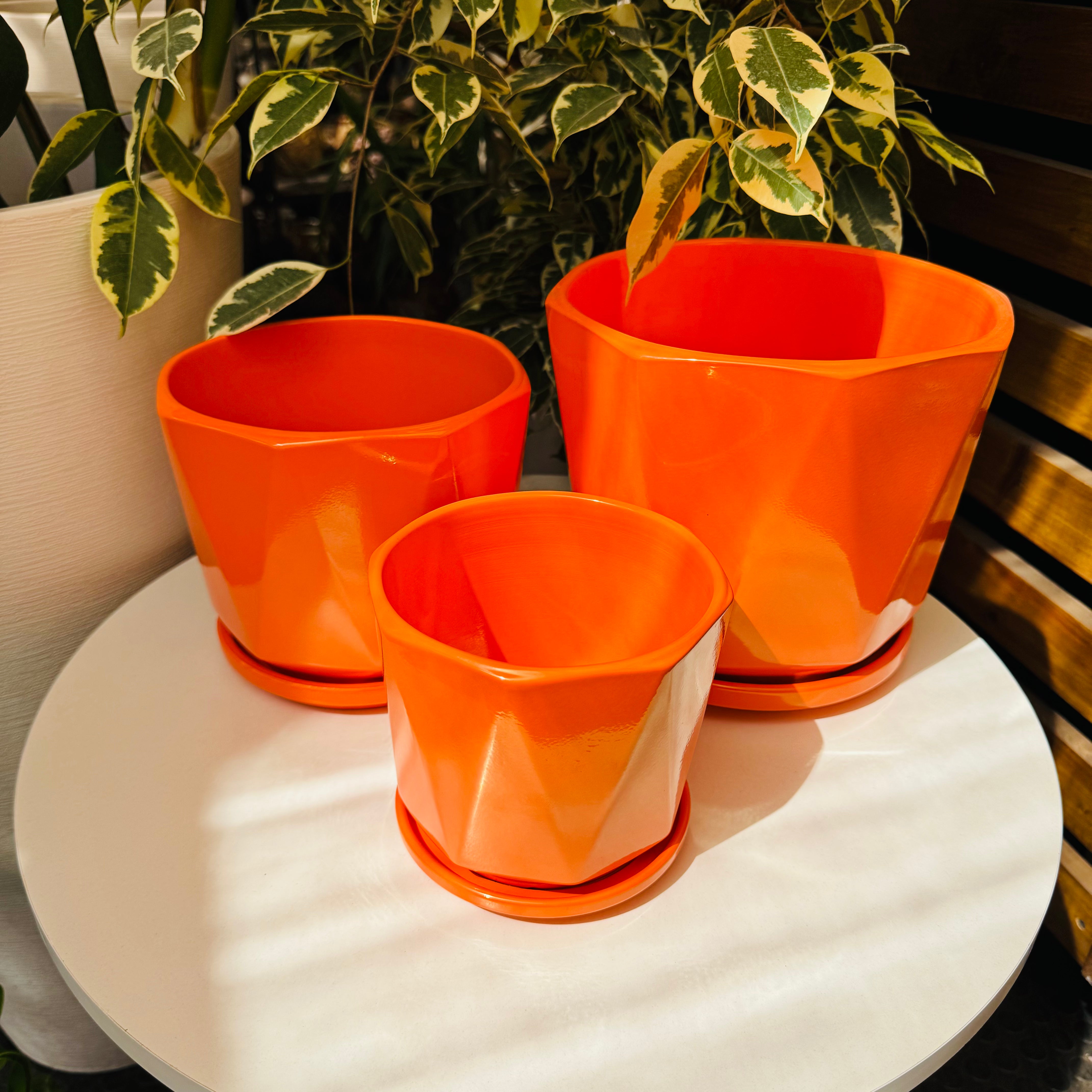 Maceta cerámica Geo - Naranja