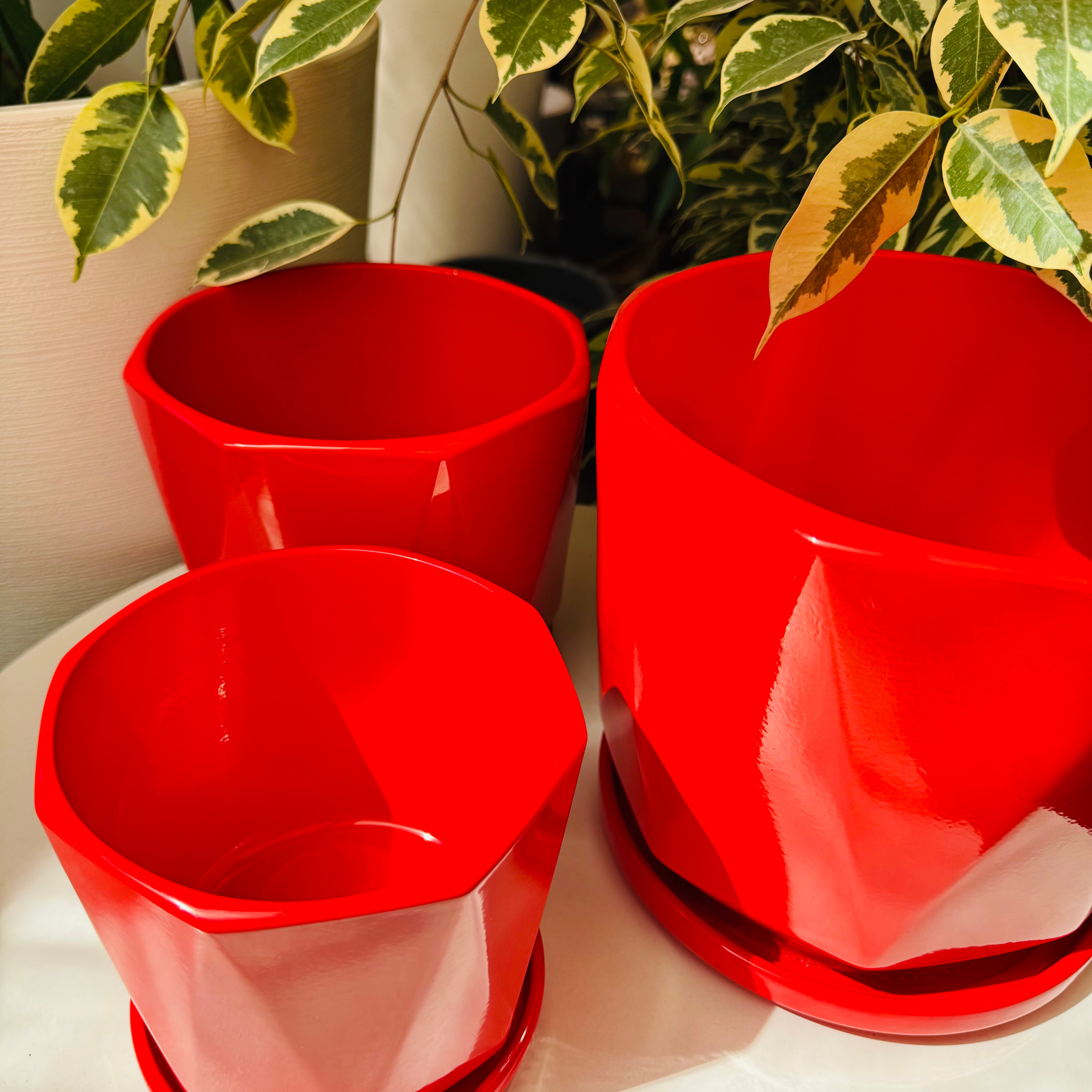 Maceta cerámica Geo - Rojo