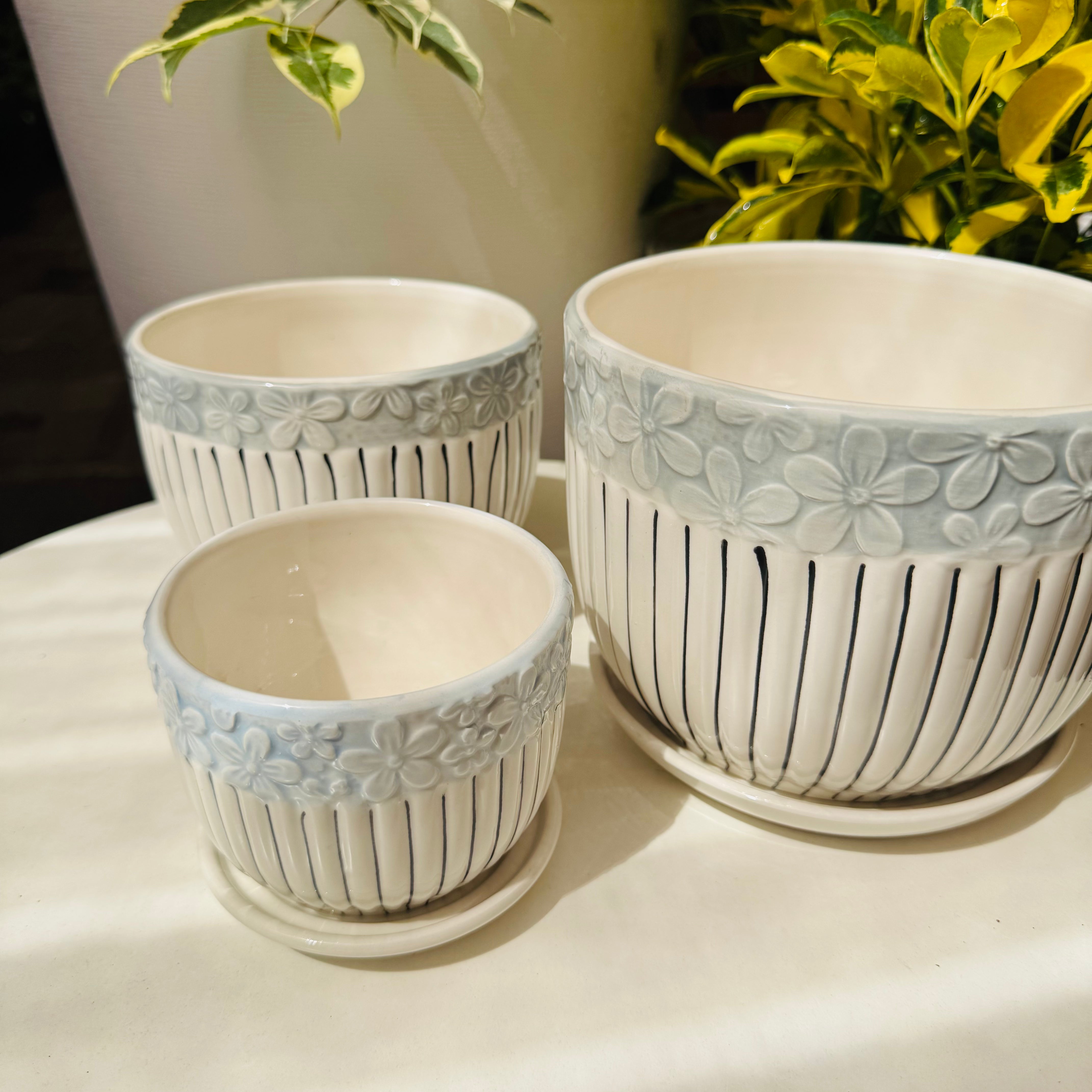 Maceteros cerámica flores