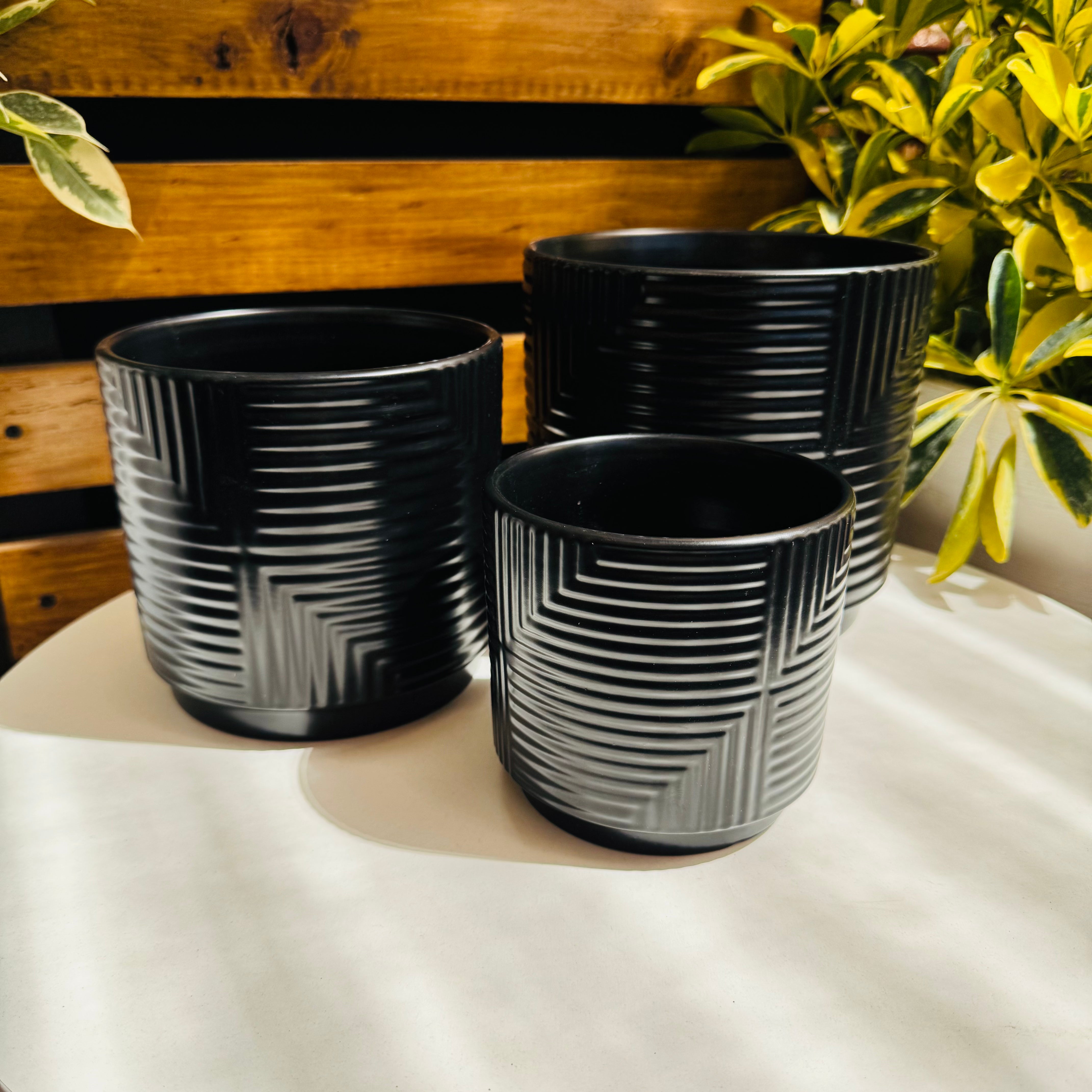 Maceta céramica Roma - Negro