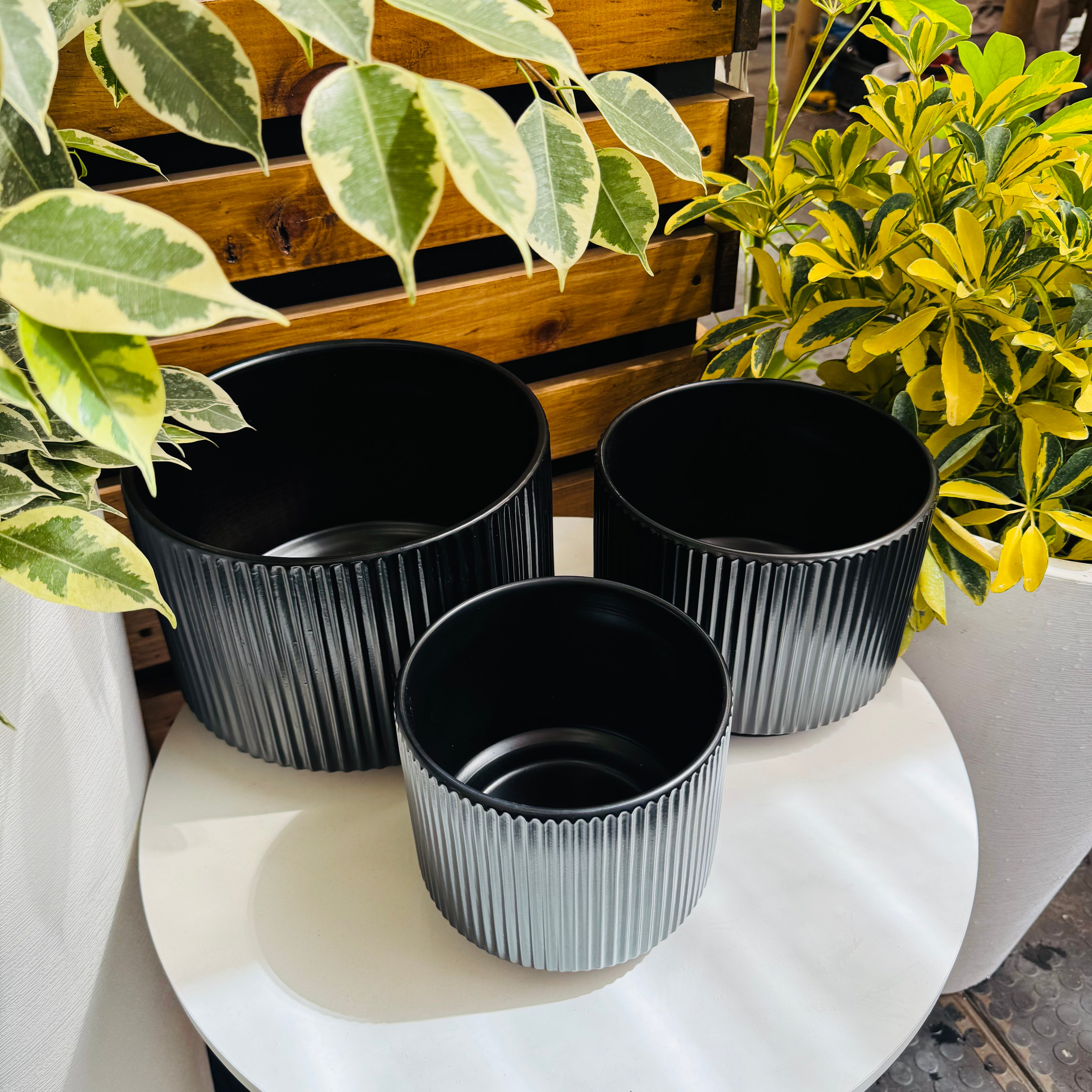 Macetero Cerámica Industrial - Negro